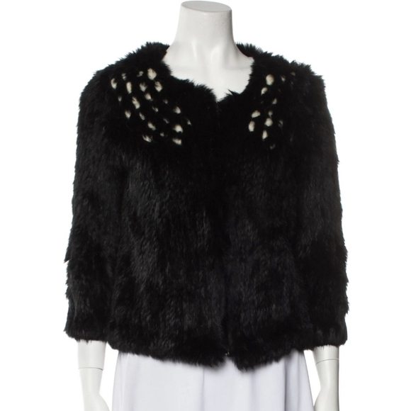 Alice + Olivia Sweaters - Alice + Olivia Black Fur Jacket Size XS